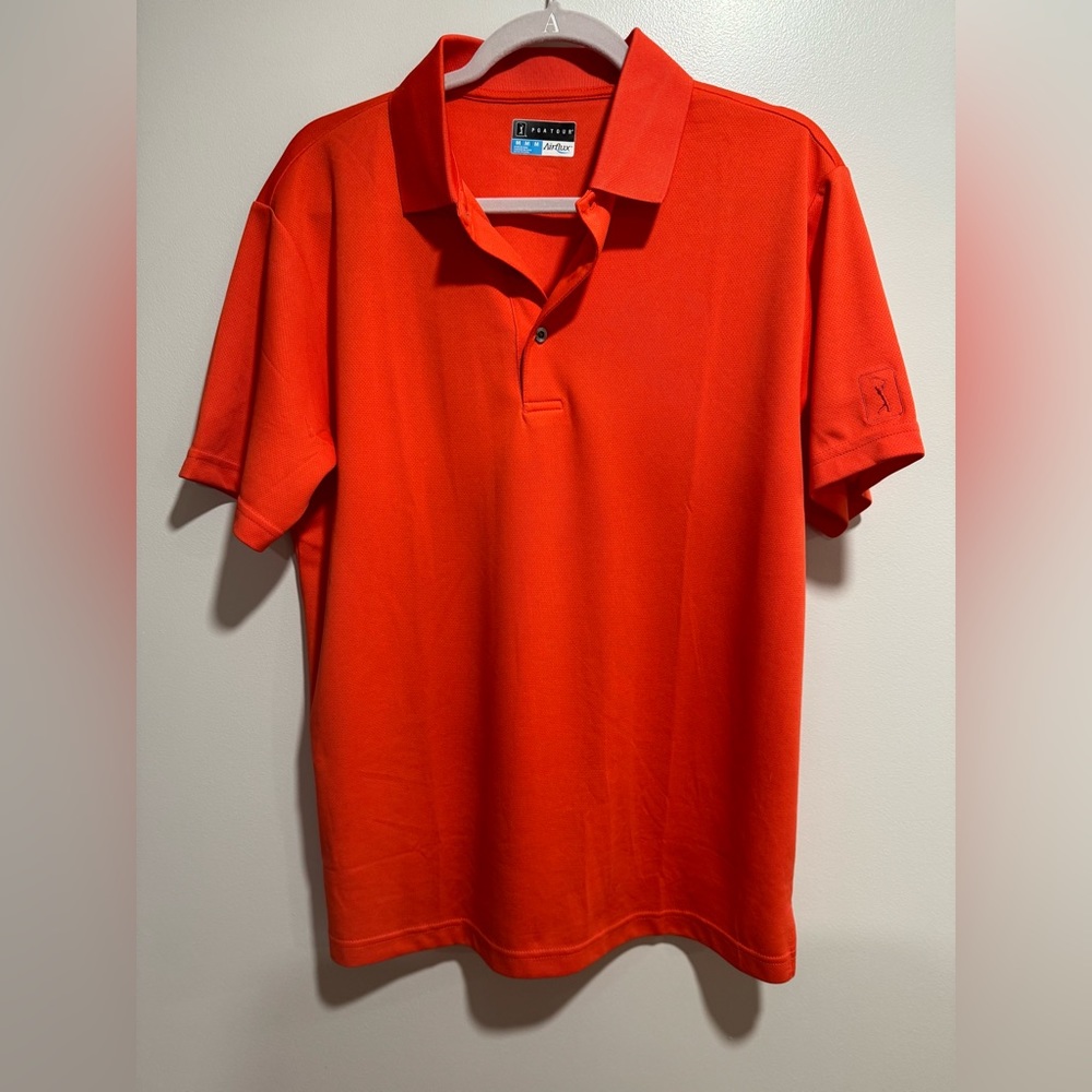 PGA Tour Orange Golf Polo Size Medium